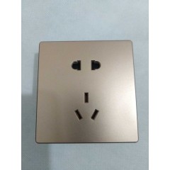 奇嘉電工連體開關(guān)2019金色面板86型家用暗裝pc阻燃一開雙五孔插座