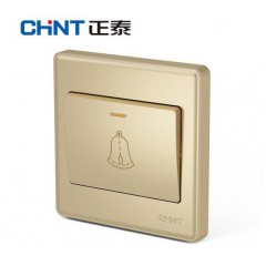 正泰(CHNT)開關插座面板86型暗盒 五孔家用開關二三插座面板 7M至愛系列香檳金弱電 門鈴開關
